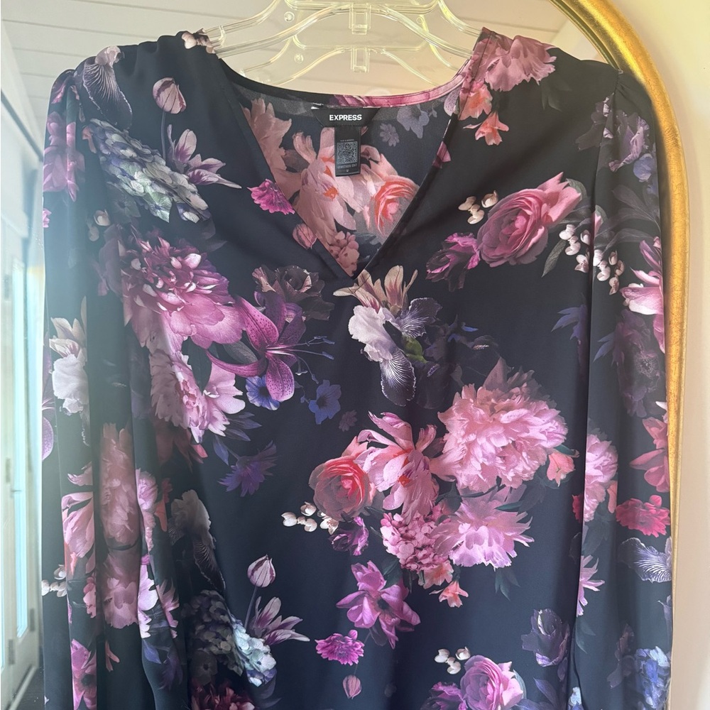 Express Floral Dress with Pink and Purple Accents